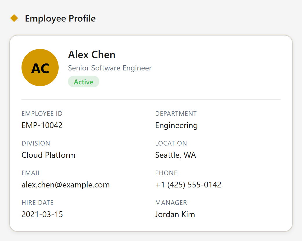 SAP SuccessFactors employee profile widget