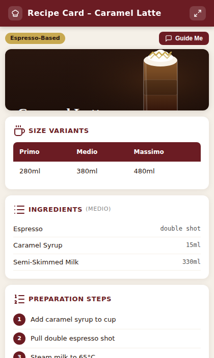 Recipe card widget